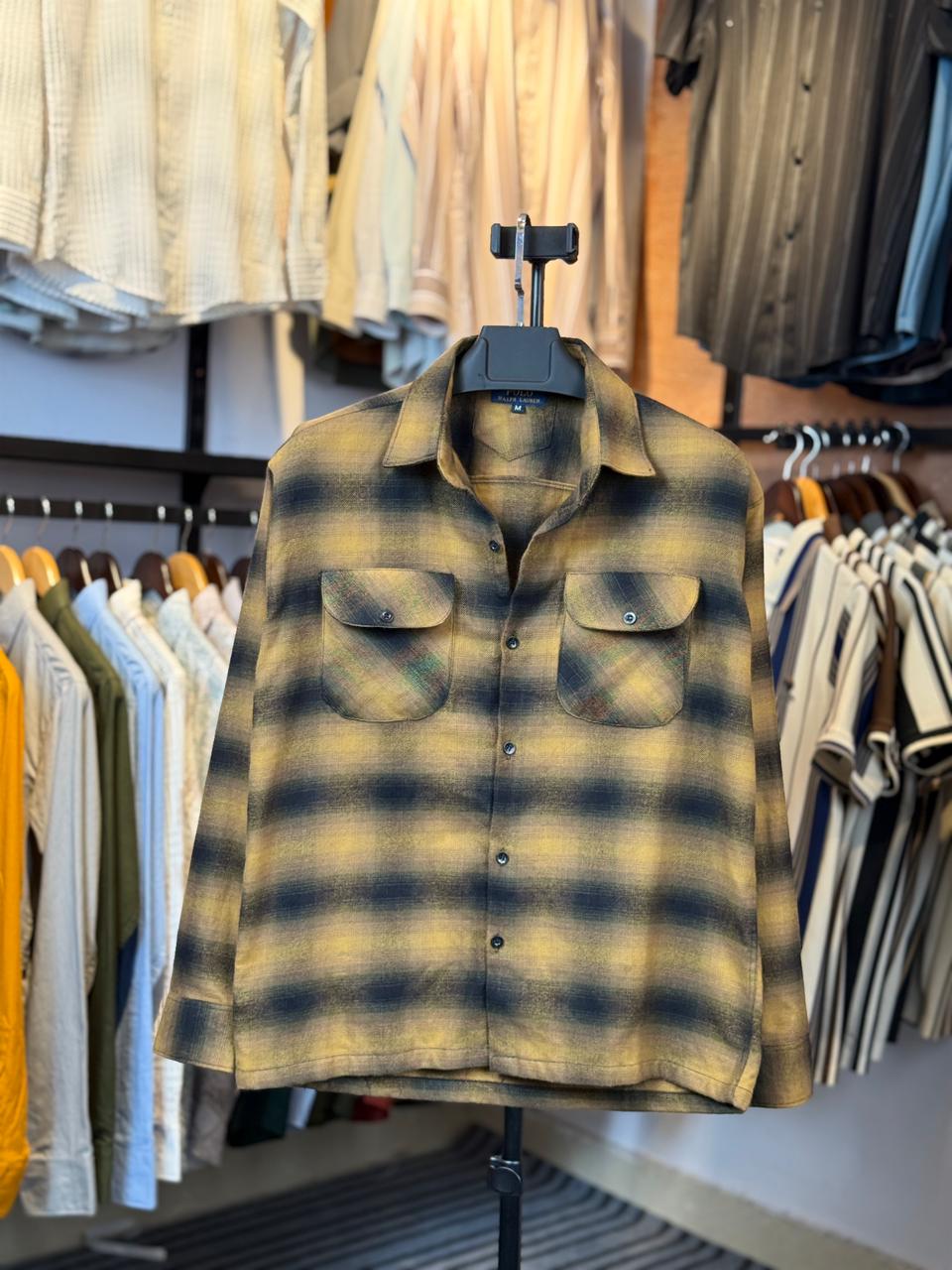 Mustard Colour Check Shirt - BX1