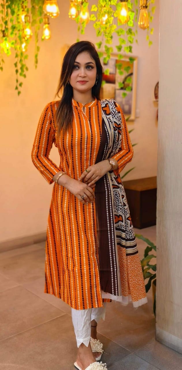 Women's Premium Printed Linen Three Piece Collection