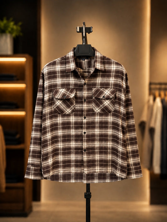 Chocolate Colour Check Shirt - BX1