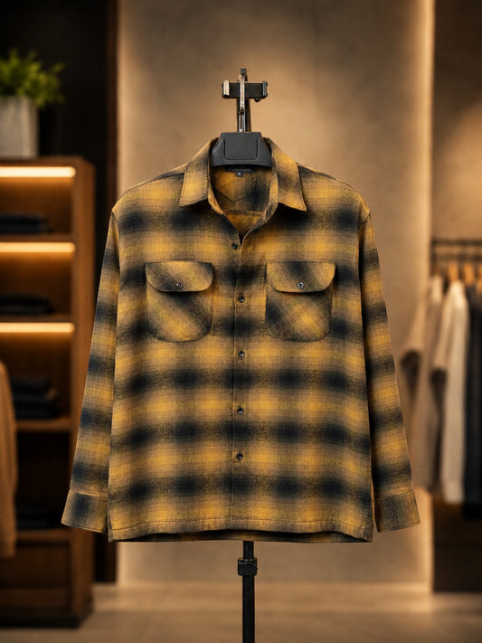Mustard Colour Check Shirt - BX1