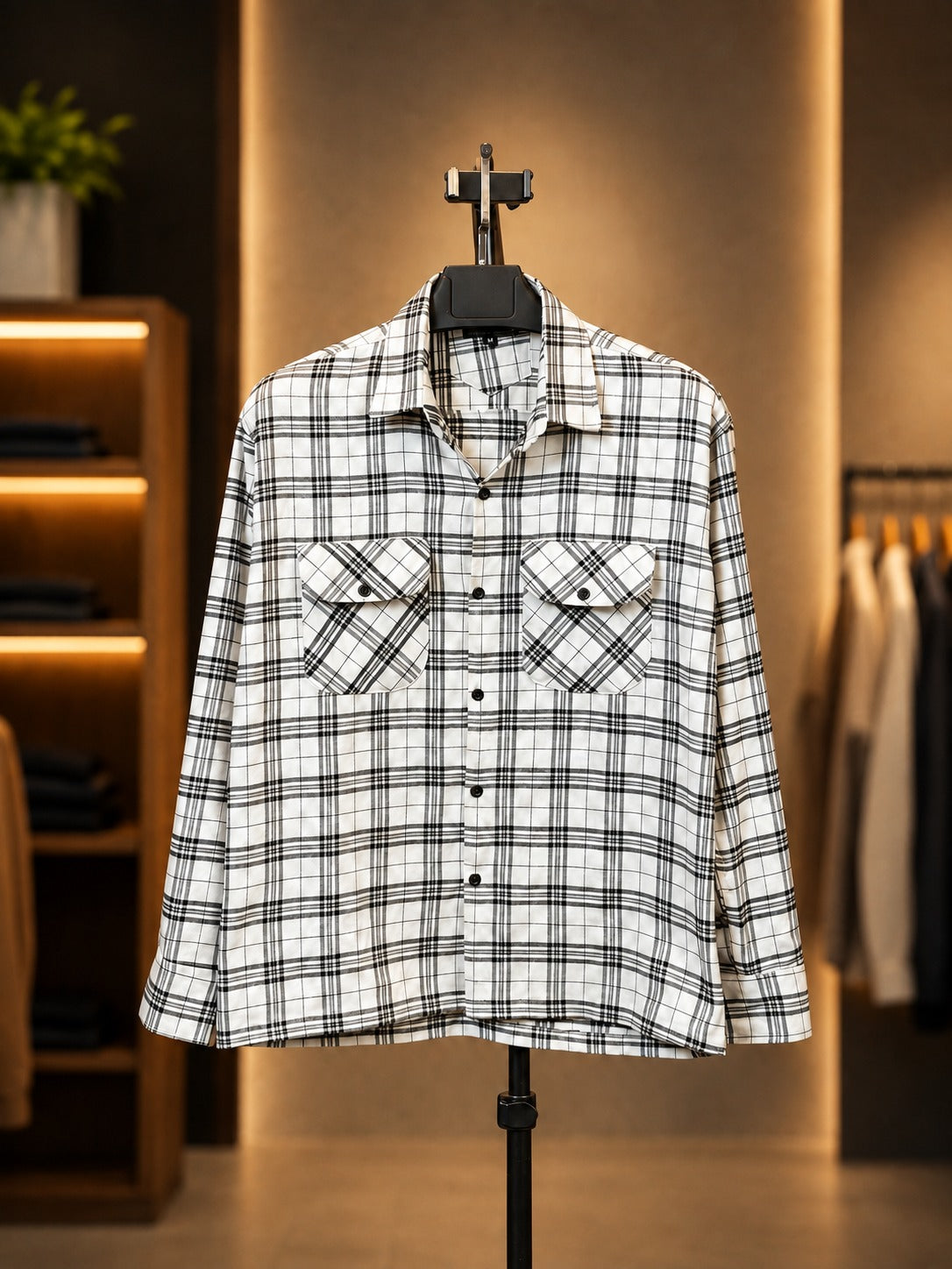 White Black Check Shirt - BX1