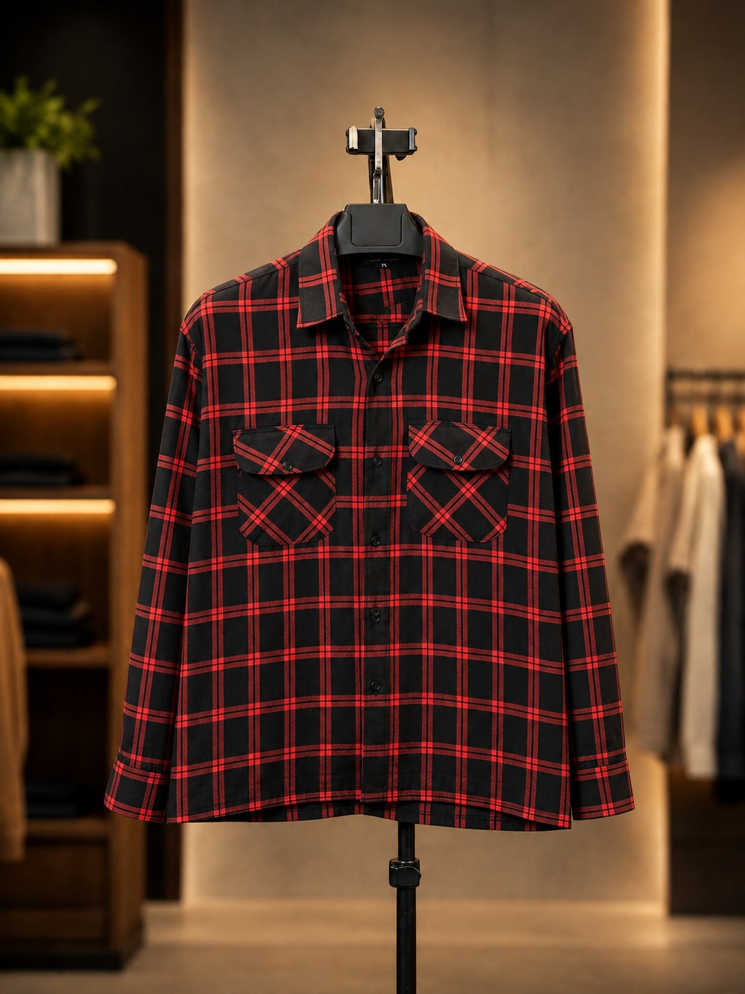 Premium Black Red Check Shirt - BX1