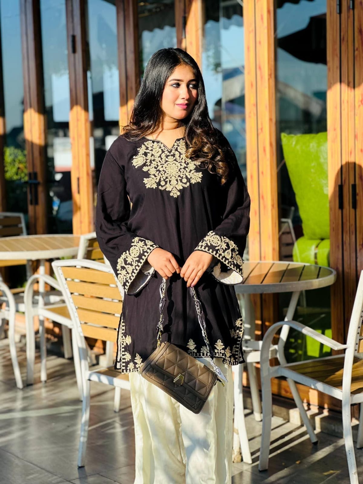 Kalo Kanti Premier Cotton Golden Zari Embroidery Two Piece Set