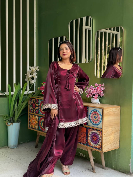 Exclusive Cotton Sequence Embroidery Three Piece Set