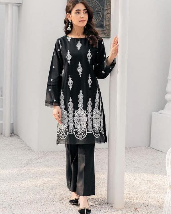 Premium Soft Cotton All-Over Embroidery Two-Piece Set