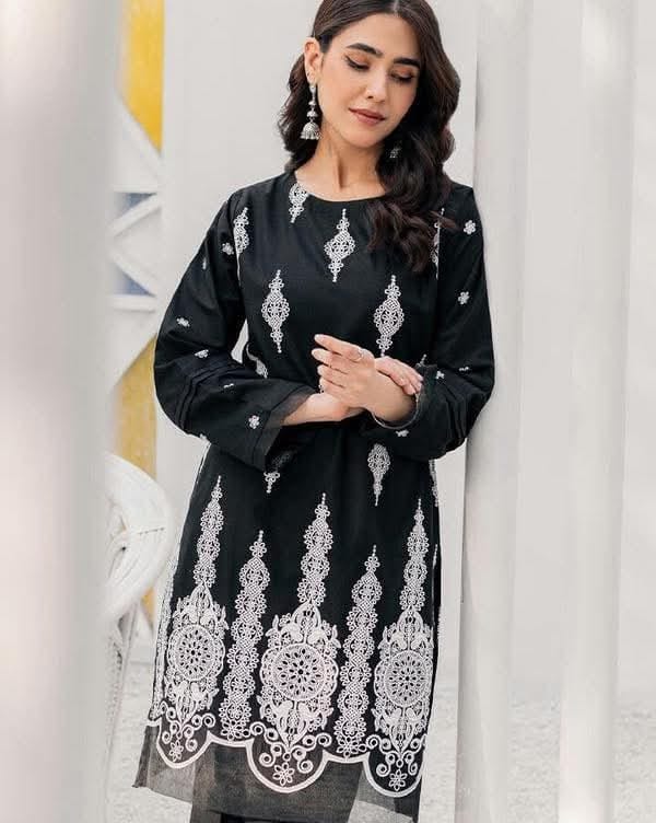 Premium Soft Cotton All-Over Embroidery Two-Piece Set