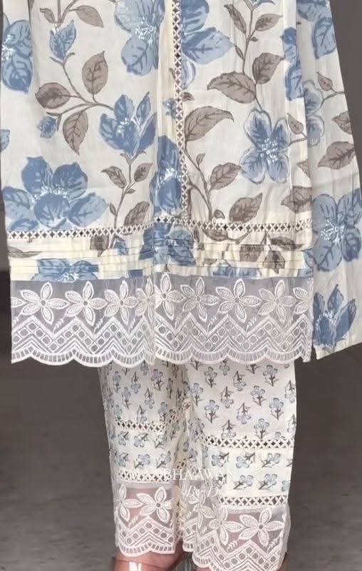 Premium 100% Cotton All-Over Embroidery Three-Piece Set