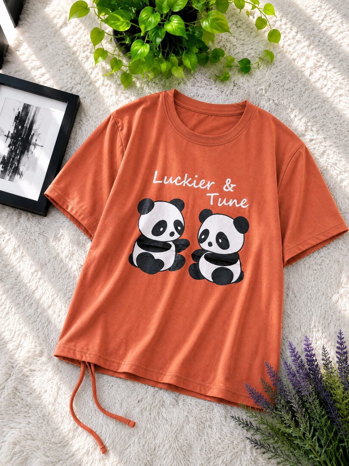 Stylish Ladies Cotton Drop Shoulder T-Shirt with Adjustable Drawstring