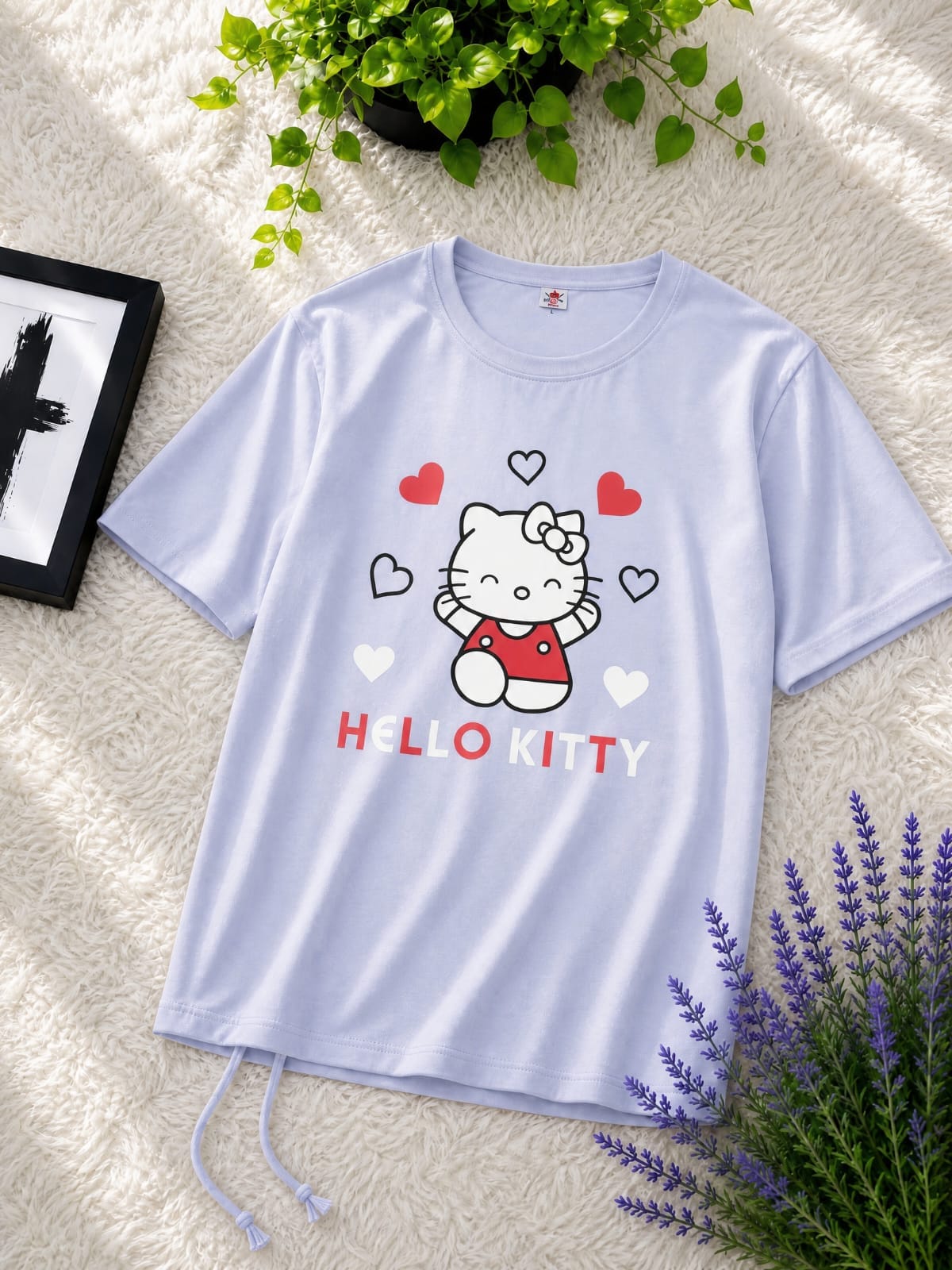 Stylish Ladies Cotton Drop Shoulder T-Shirt with Adjustable Drawstring
