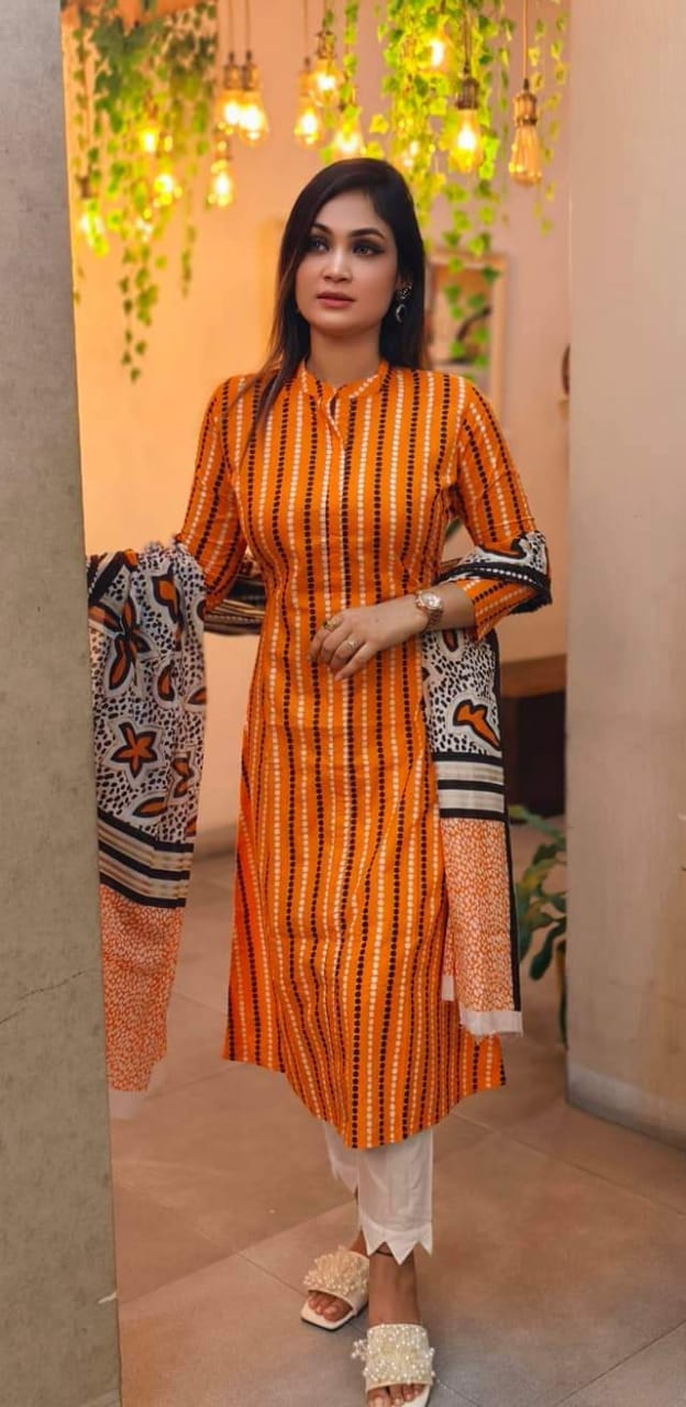 Women's Premium Printed Linen Three Piece Collection