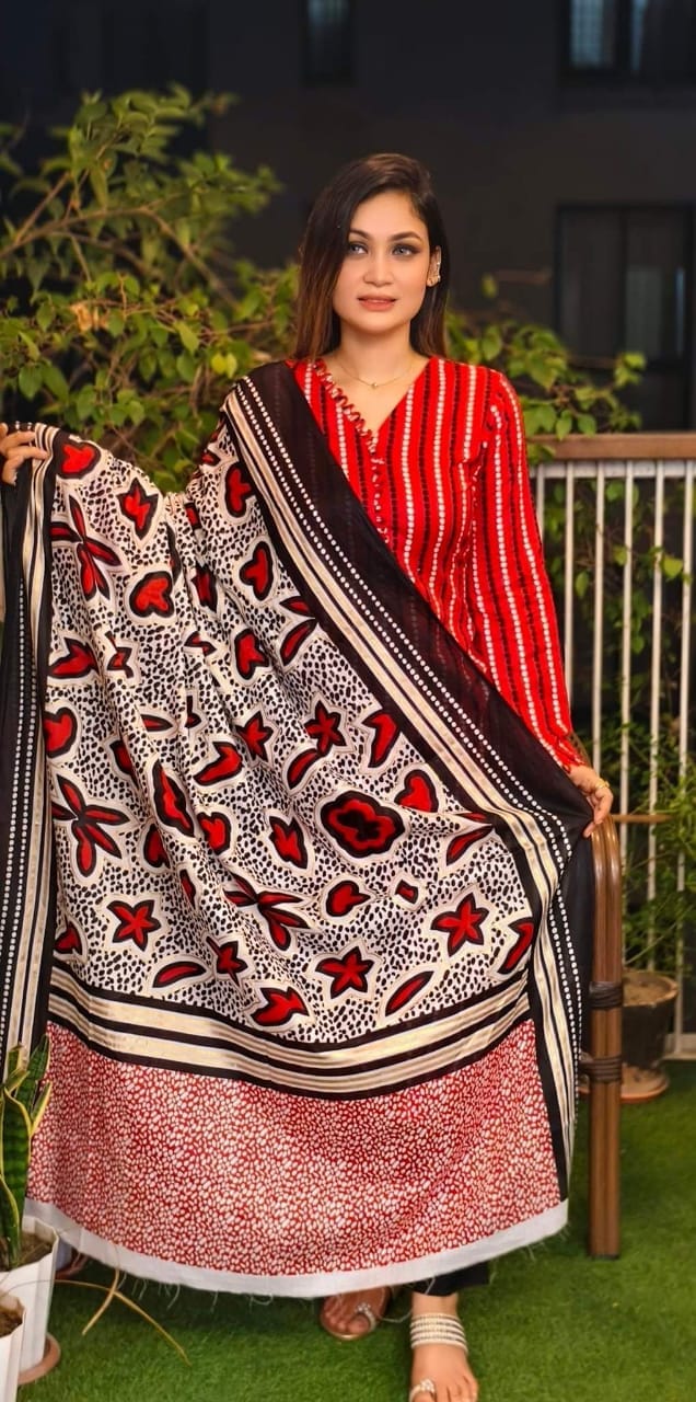 Women's Premium Printed Linen Three Piece Collection