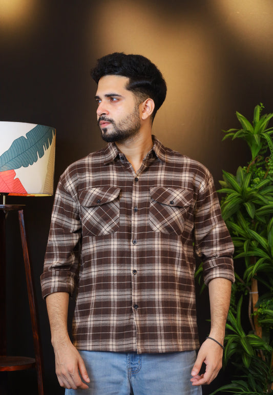 Chocolate Colour Check Shirt - BX1